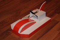 Das Bild zeigt das iCraft. Es ist ein Modell Luftkissenboot aus Depron